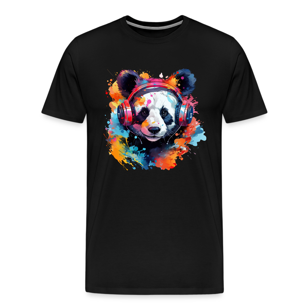 Panda Kopfhörer Safari Zoo Männer Premium T-Shirt - Schwarz