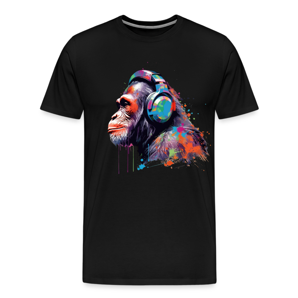 DJ Monkey Affe T-Shirt Männer Premium T-Shirt - Schwarz