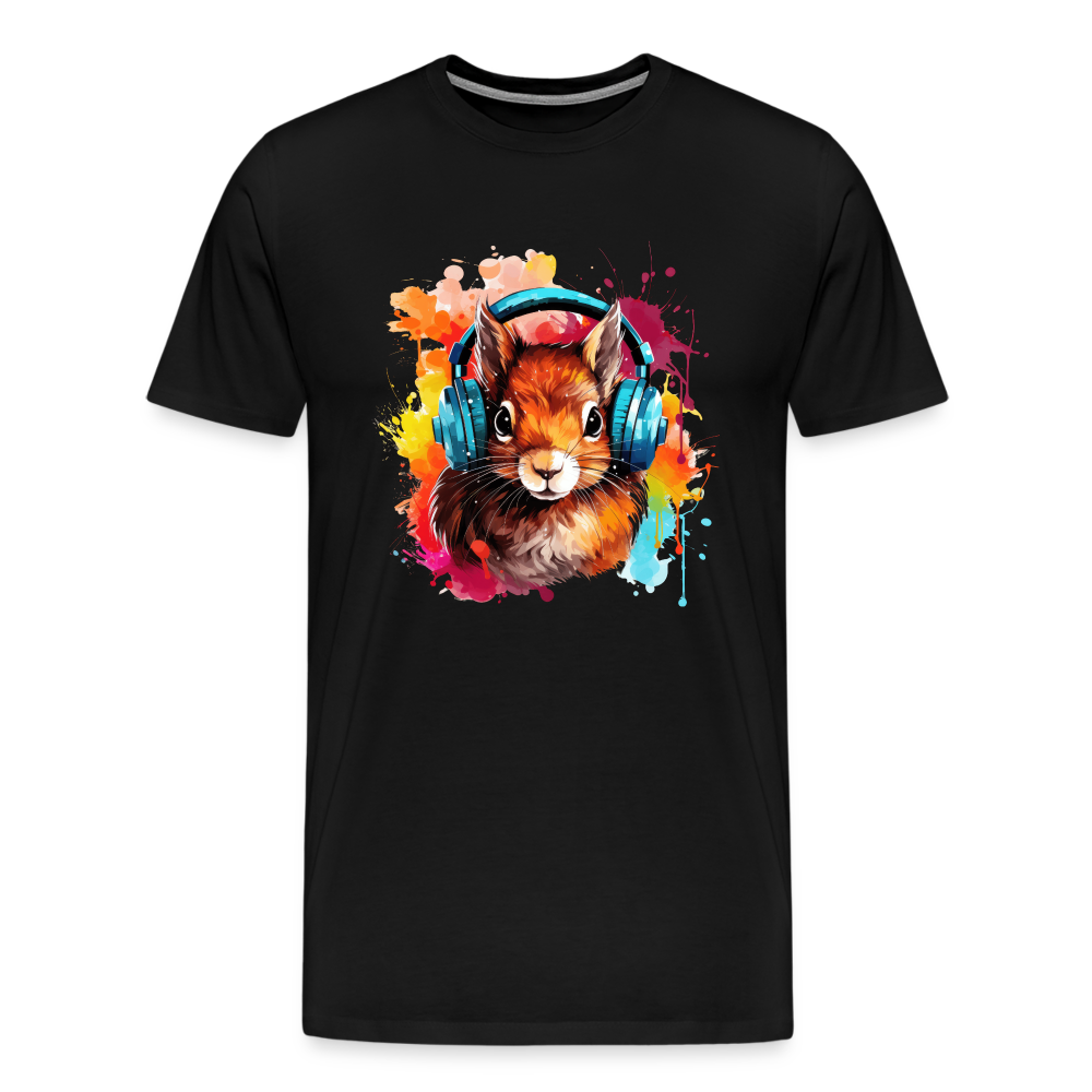 Eichhörnchen Kopfhörer Safari Zoo Männer Premium T-Shirt - Schwarz
