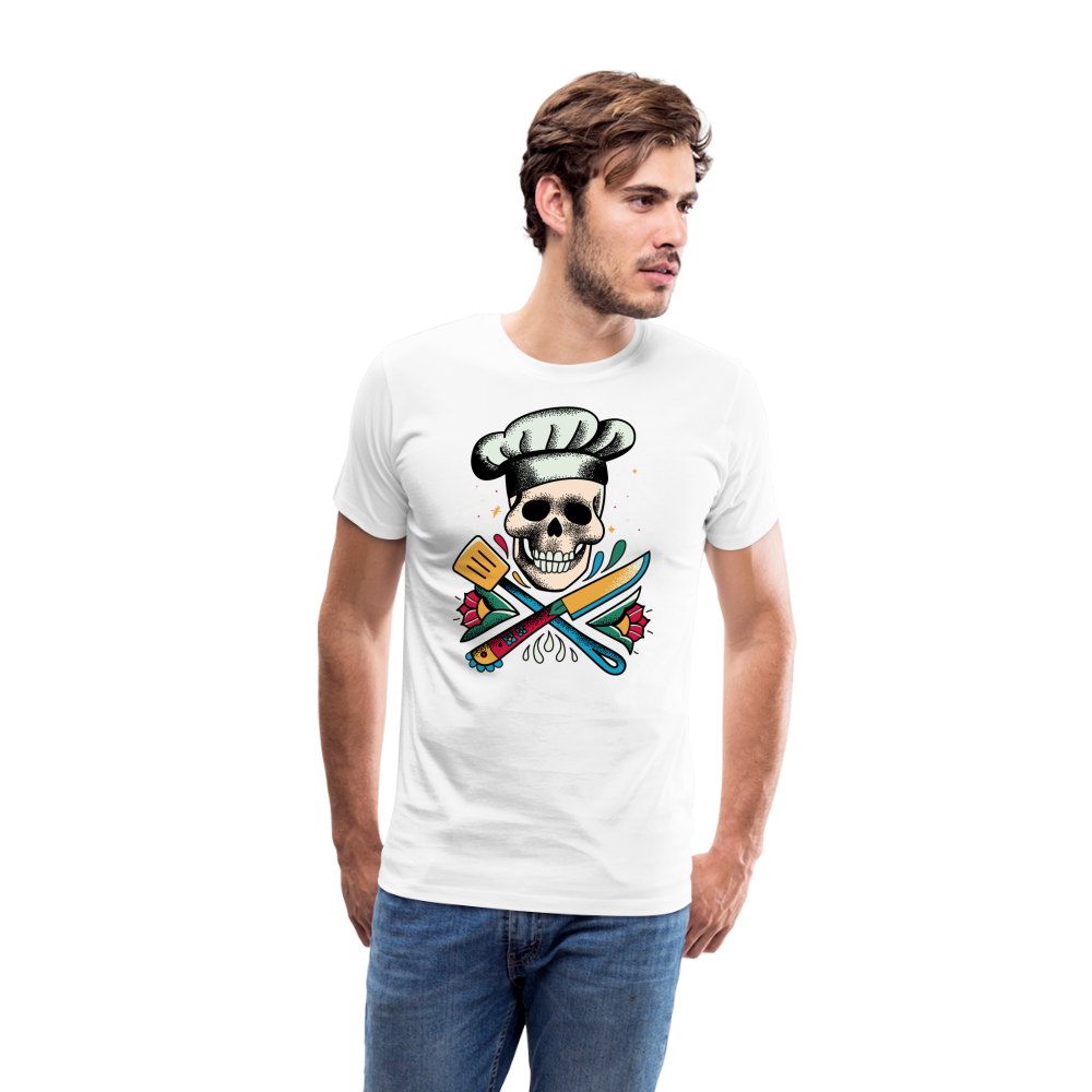 Cook Skull Koch Totenkopf Premium T-Shirt Herren - Weiß