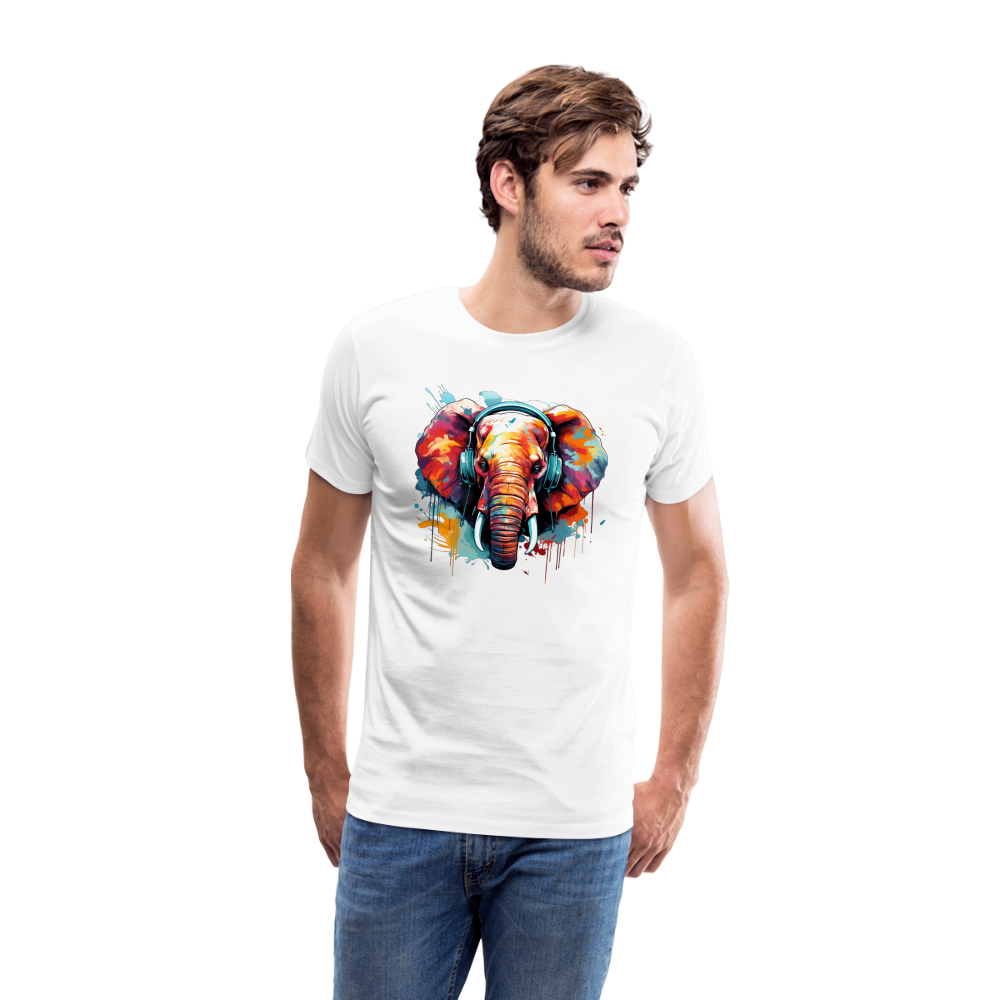 Elefant Kopfhörer Safari Zoo Männer Premium T-Shirt - Weiß