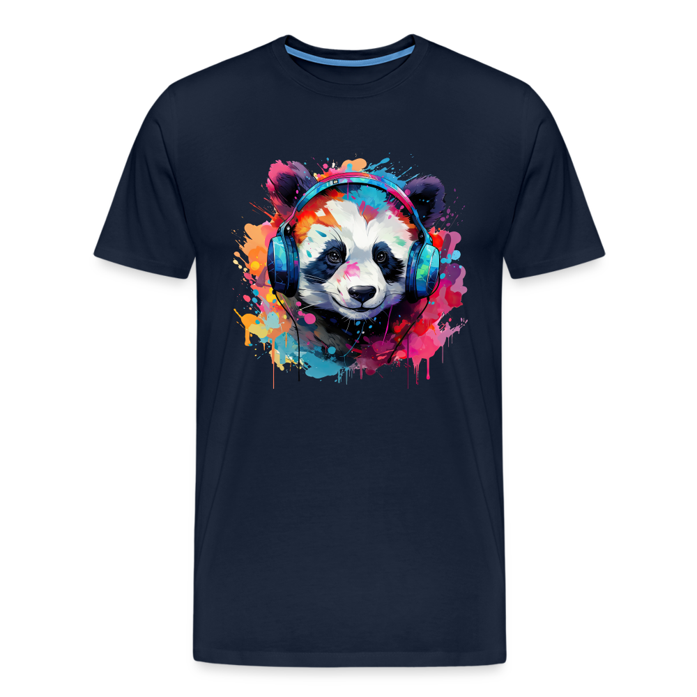Panda Kopfhörer Safari Zoo Männer Premium T-Shirt - Navy
