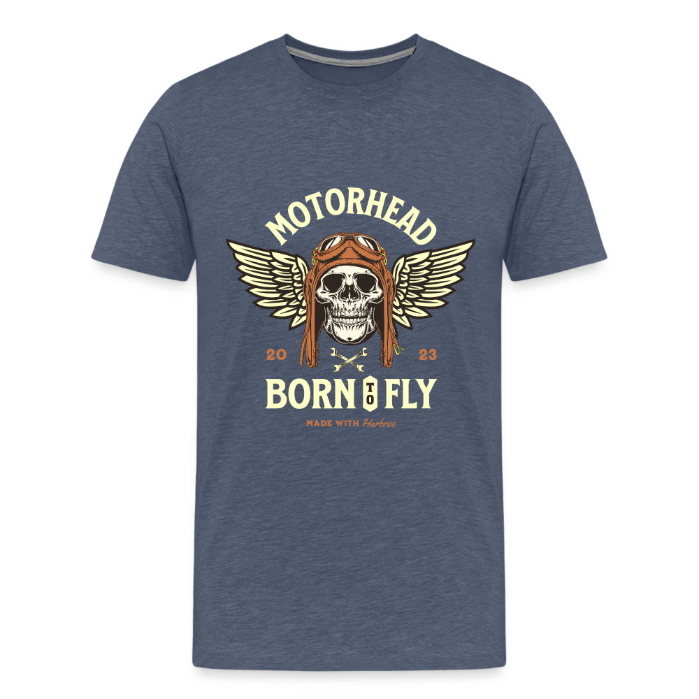 Motorhead Born To Fly  Premium T-Shirt Herren - Blau meliert