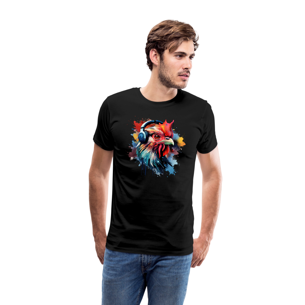 Hahn Kopfhörer Safari Zoo Männer Premium T-Shirt - Schwarz