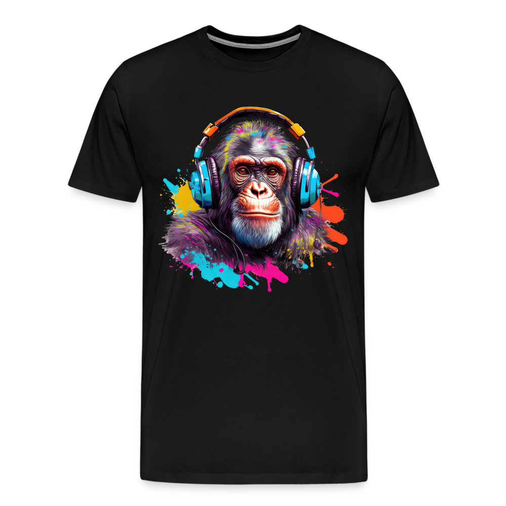 DJ Monkey Affe T-Shirt Männer Premium T-Shirt - Schwarz