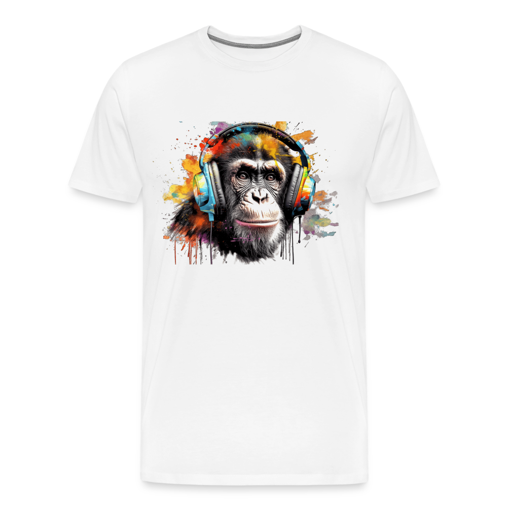 DJ Monkey Affe T-Shirt Männer Premium T-Shirt - Weiß