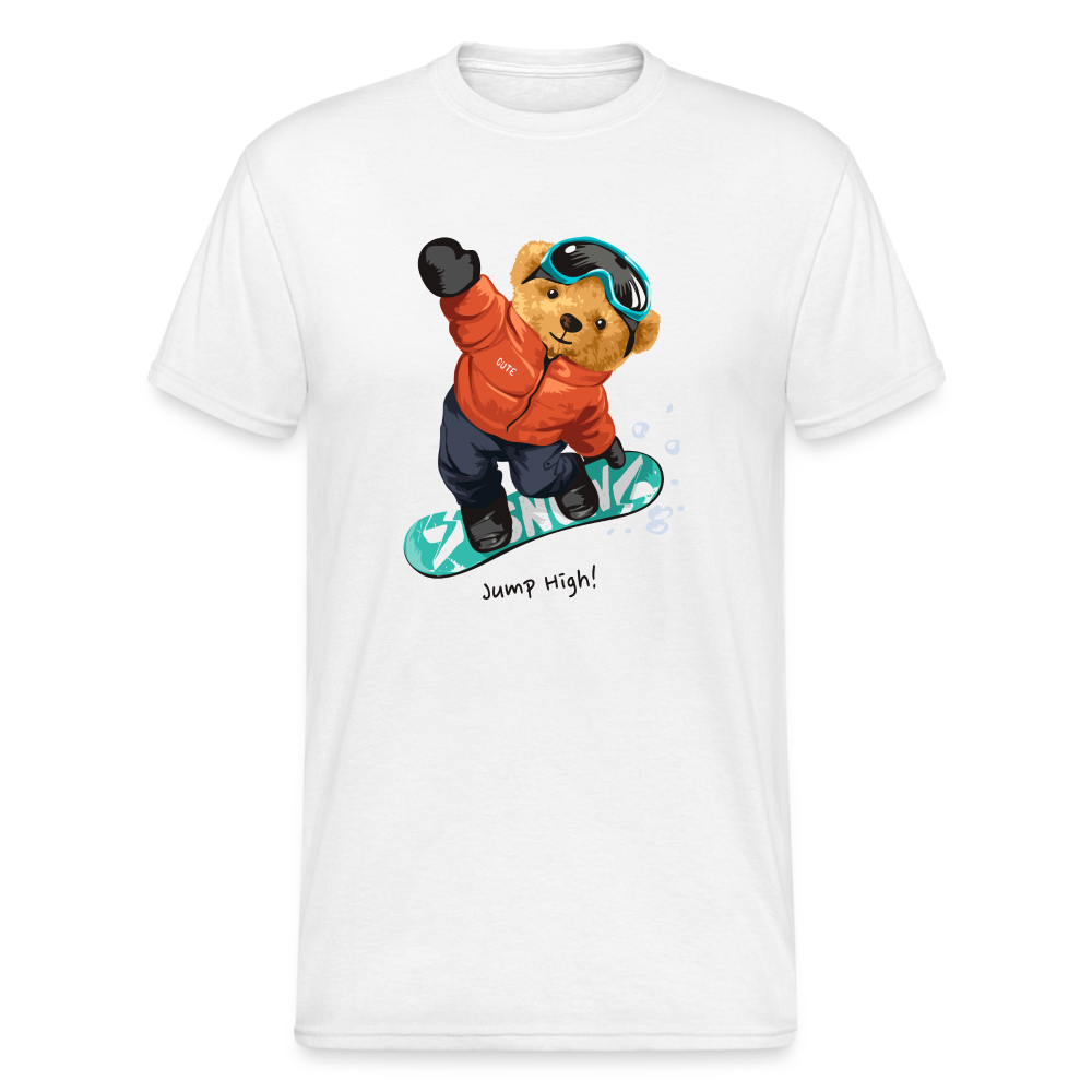 Teddybär Bear Jump High Streetwear Spruch T-Shirt Herren - Weiß