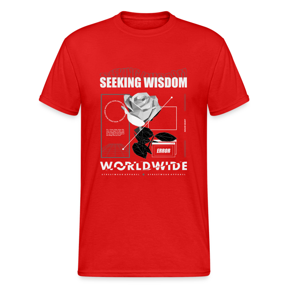 Urban Streetwear Seeking Wisdom World Wide T-Shirt Herren - Rot
