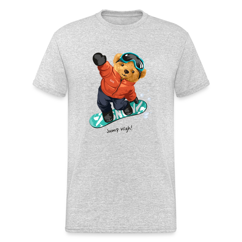 Teddybär Bear Jump High Streetwear Spruch T-Shirt Herren - Grau meliert