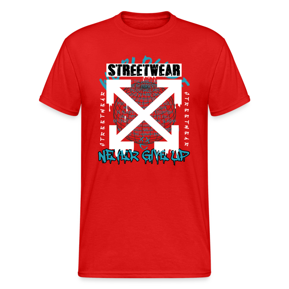 Urban Streetwear Streetwear Never Give Up T-Shirt Herren - Rot