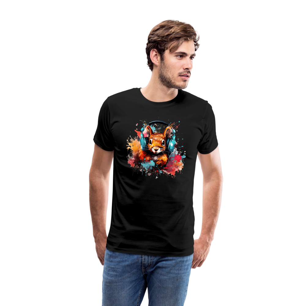 Eichhörnchen Kopfhörer Safari Zoo Männer Premium T-Shirt - Schwarz