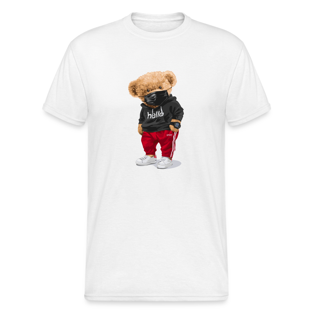 Teddybär Bear Hello Streetwear Spruch T-Shirt Herren - Weiß