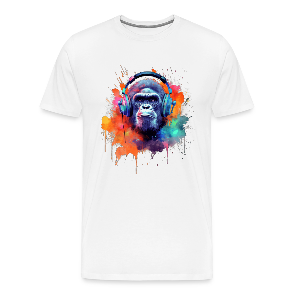 DJ Monkey Affe T-Shirt Männer Premium T-Shirt - Weiß