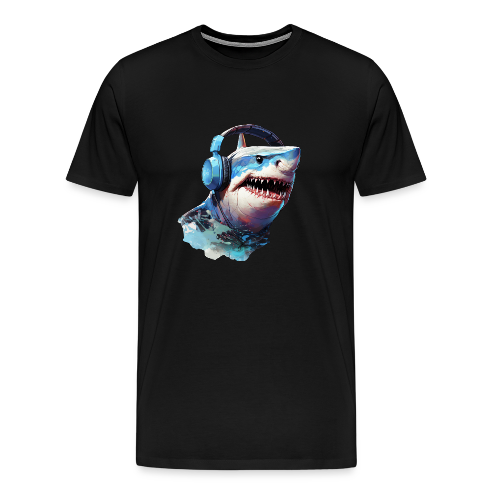 Hai Kopfhörer Safari Zoo Männer Premium T-Shirt - Schwarz