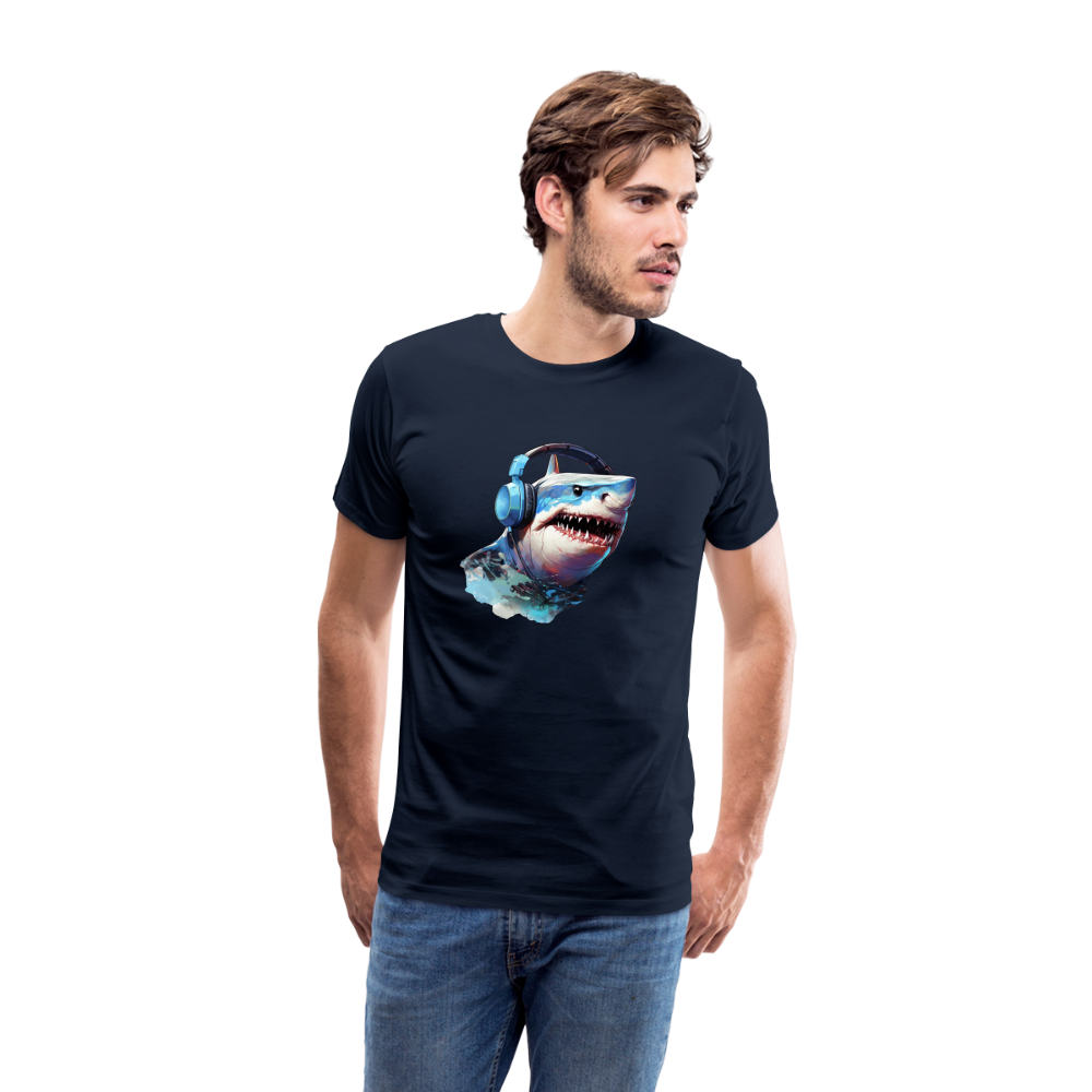 Hai Kopfhörer Safari Zoo Männer Premium T-Shirt - Navy