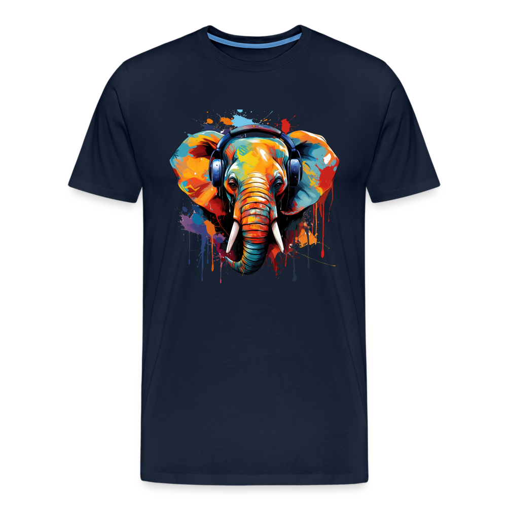 Elefant Kopfhörer Safari Zoo Männer Premium T-Shirt - Navy