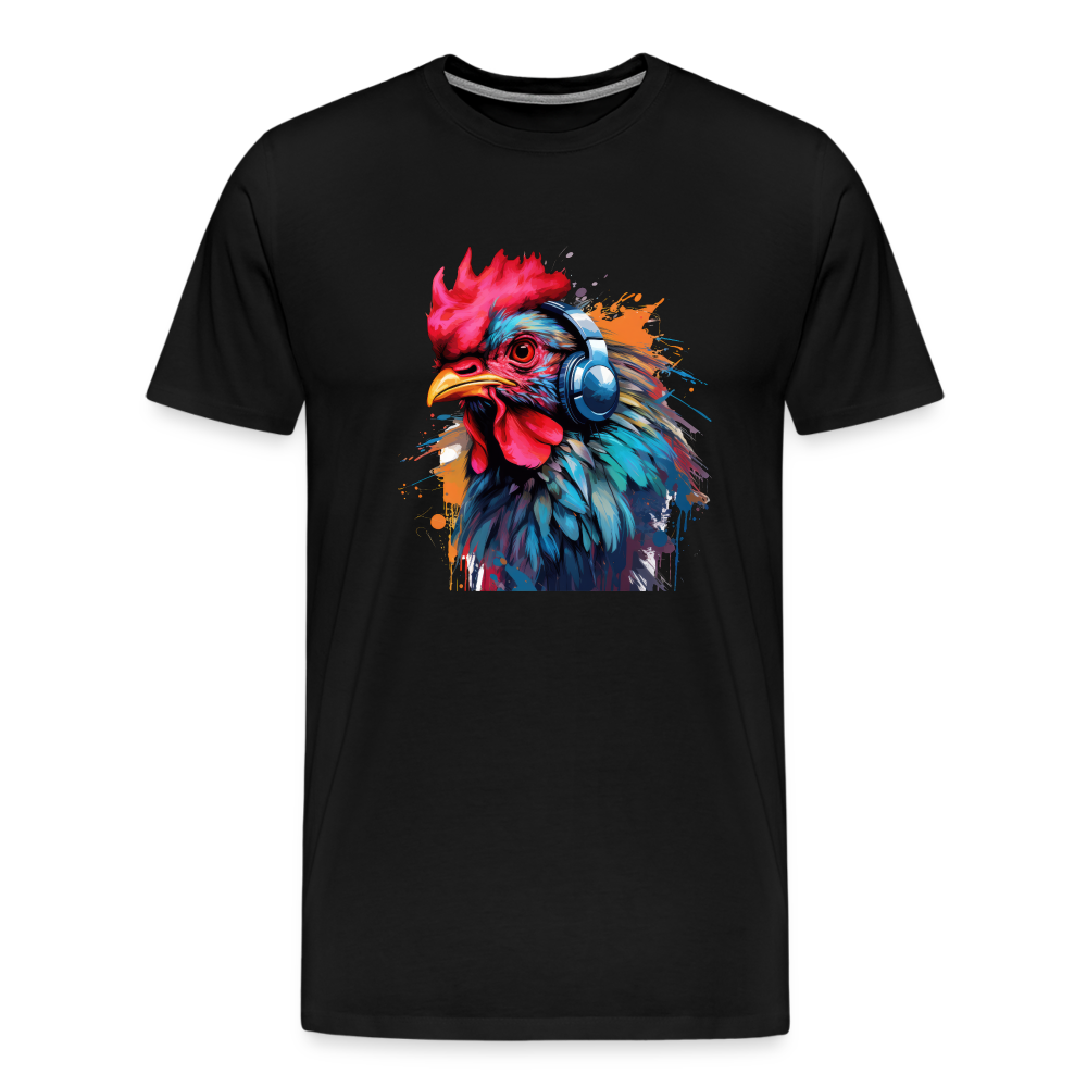 Hahn Kopfhörer Safari Zoo Männer Premium T-Shirt - Schwarz