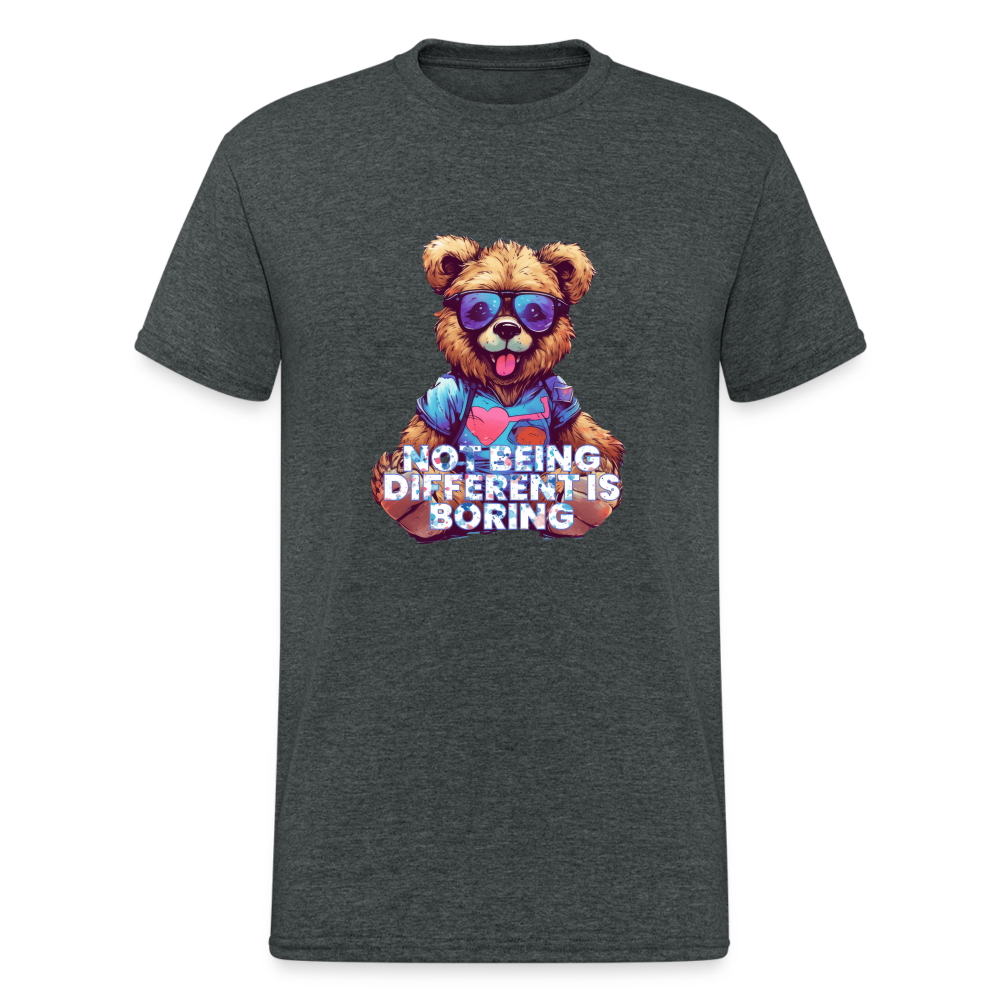 Teddybär Bear Boring Motiv Streetwear Spruch T-Shirt Herren - Dunkelgrau meliert
