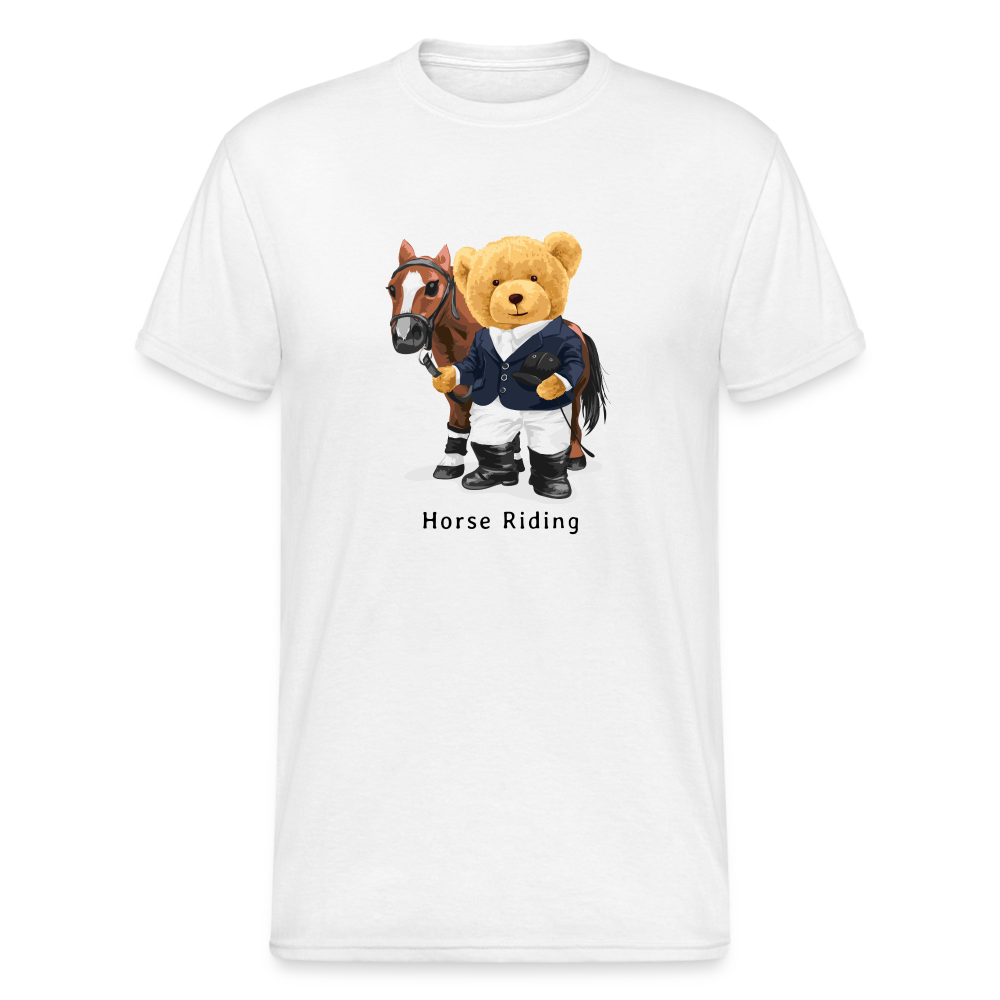 Teddybär Bear Horse Riding Streetwear Spruch T-Shirt Herren - Weiß