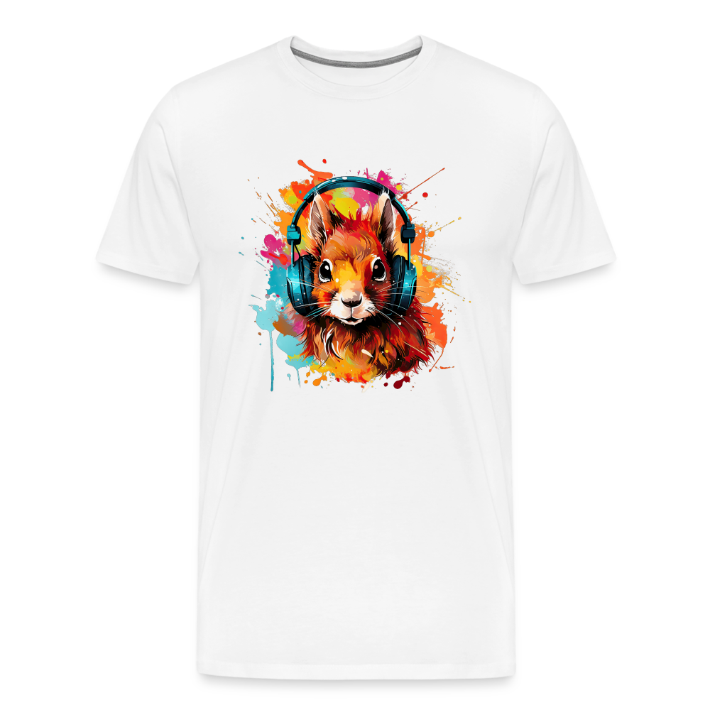 Eichhörnchen Kopfhörer Safari Zoo Männer Premium T-Shirt - Weiß