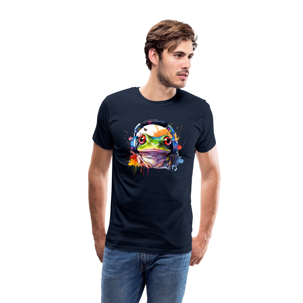 Frosch Kopfhörer Safari Zoo Männer Premium T-Shirt - Navy