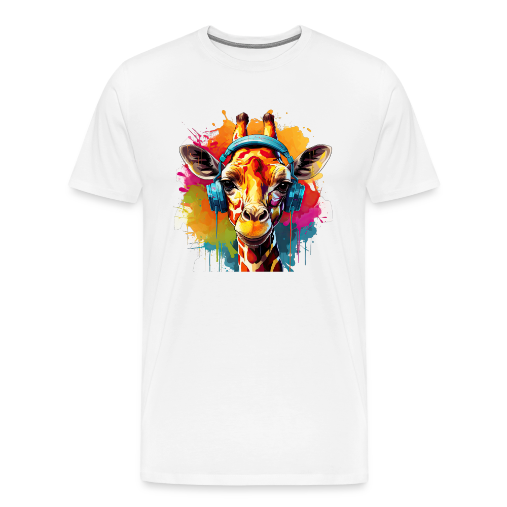 Giraffe Kopfhörern Safari Zoo Männer Premium T-Shirt - Weiß