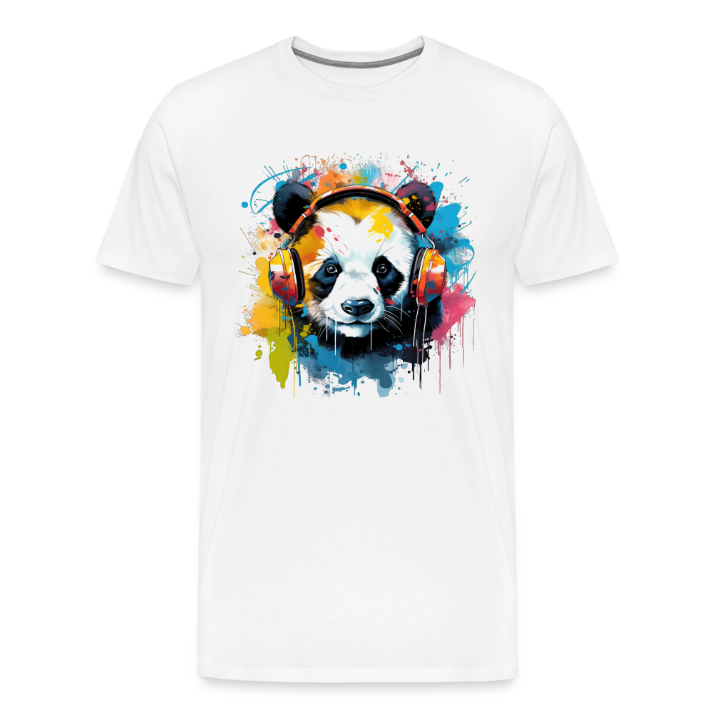 Panda Kopfhörer Safari Zoo Männer Premium T-Shirt - Weiß