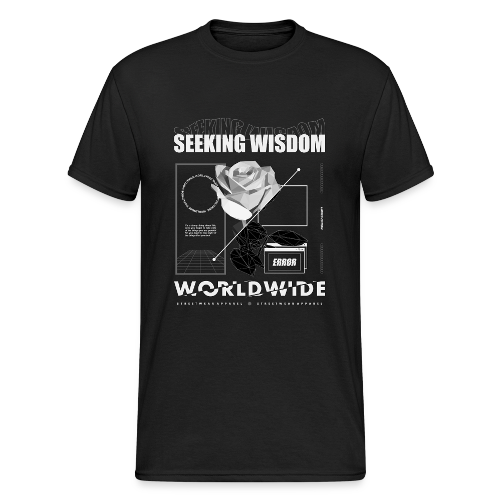 Urban Streetwear Seeking Wisdom World Wide T-Shirt Herren - Schwarz