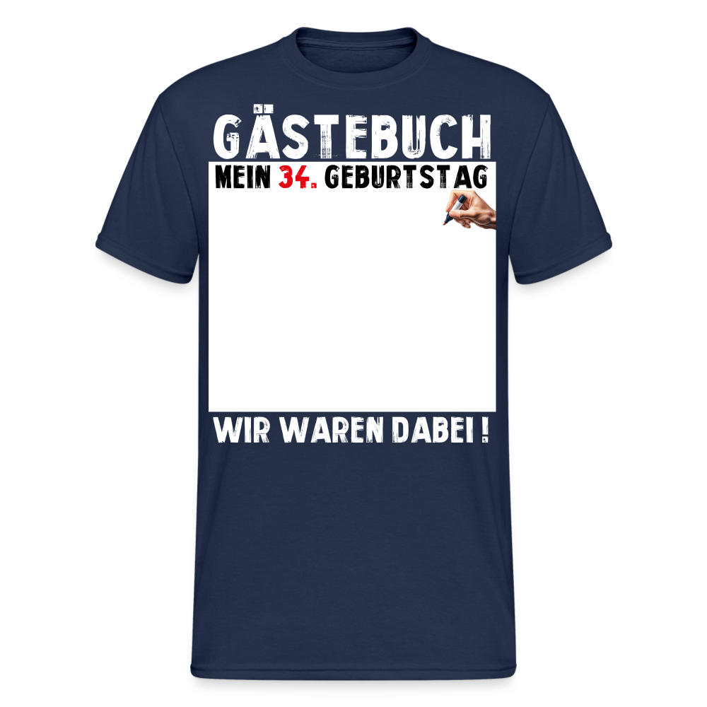 34. Geburtstag Gästebuch T-Shirt Lustig Geschenk T-Shirt - Navy