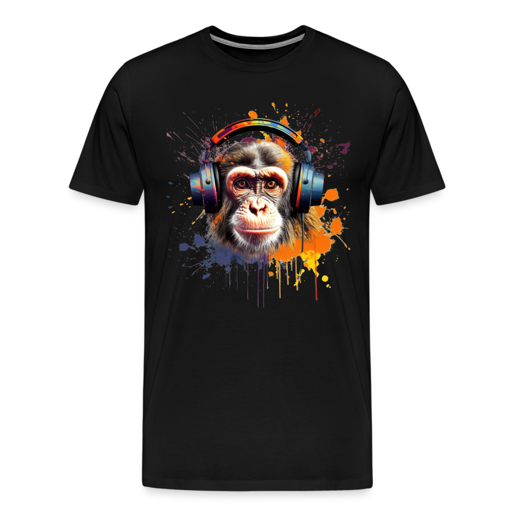 DJ Monkey Affe T-Shirt Männer Premium T-Shirt - Schwarz