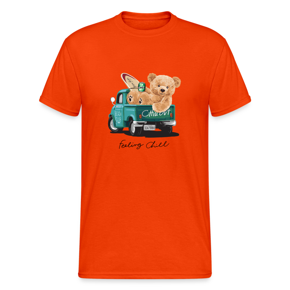 Teddybär Bear Feeling Chill Master Streetwear Spruch T-Shirt Herren - kräftig Orange