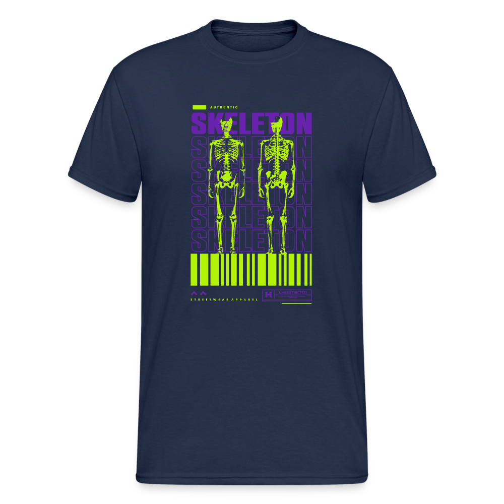 Urban Streetwear Skeleton T-Shirt Herren - Navy