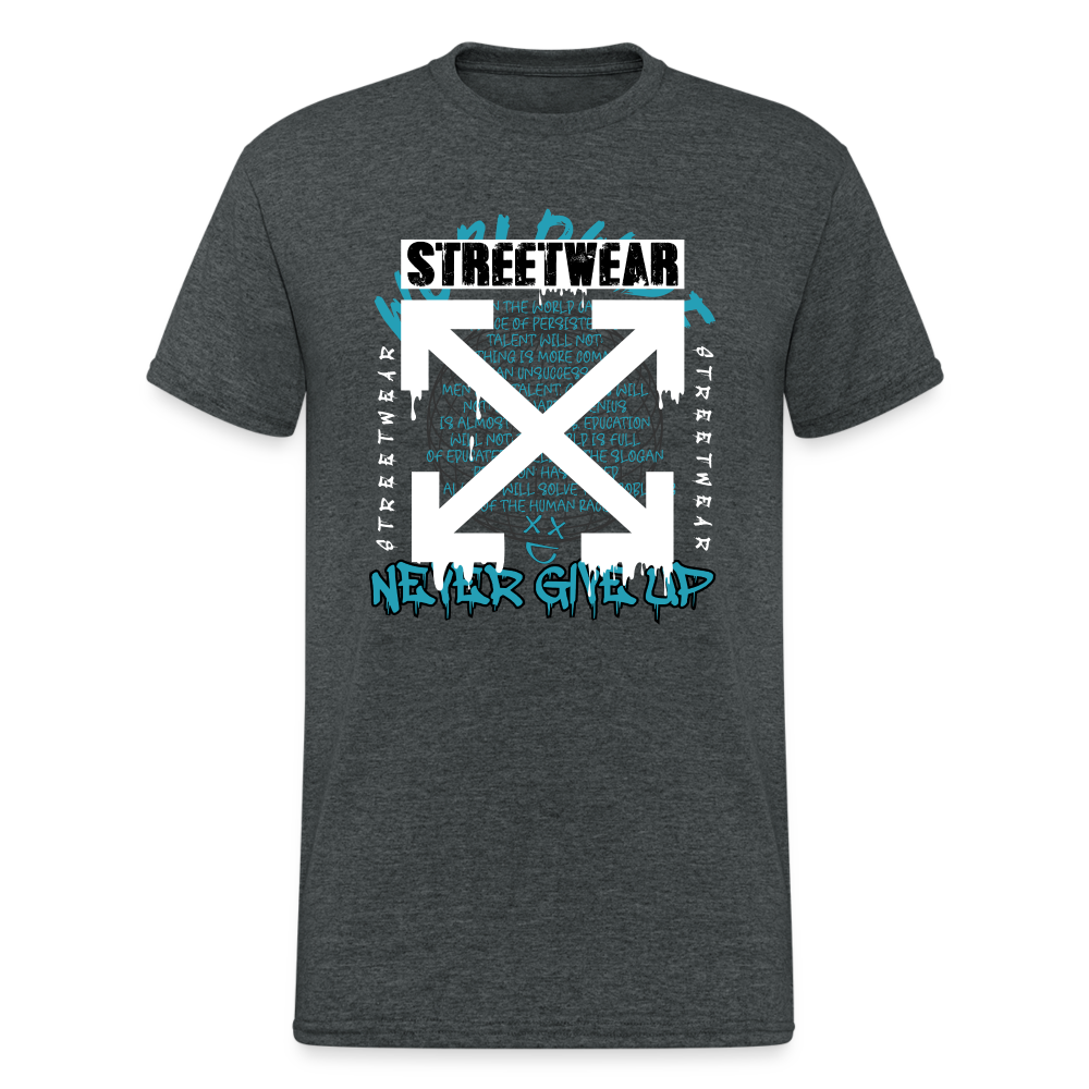 Urban Streetwear Streetwear Never Give Up T-Shirt Herren - Dunkelgrau meliert