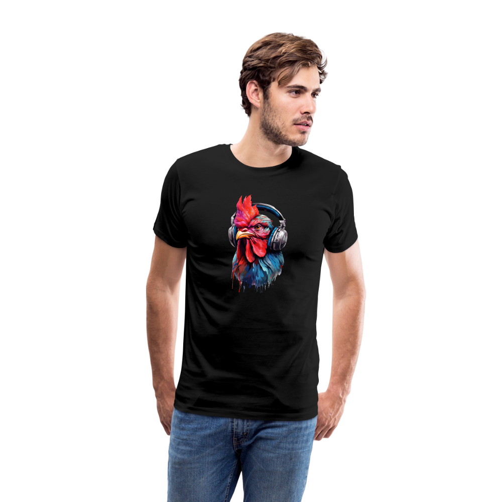Hahn Kopfhörer Safari Zoo Männer Premium T-Shirt - Schwarz