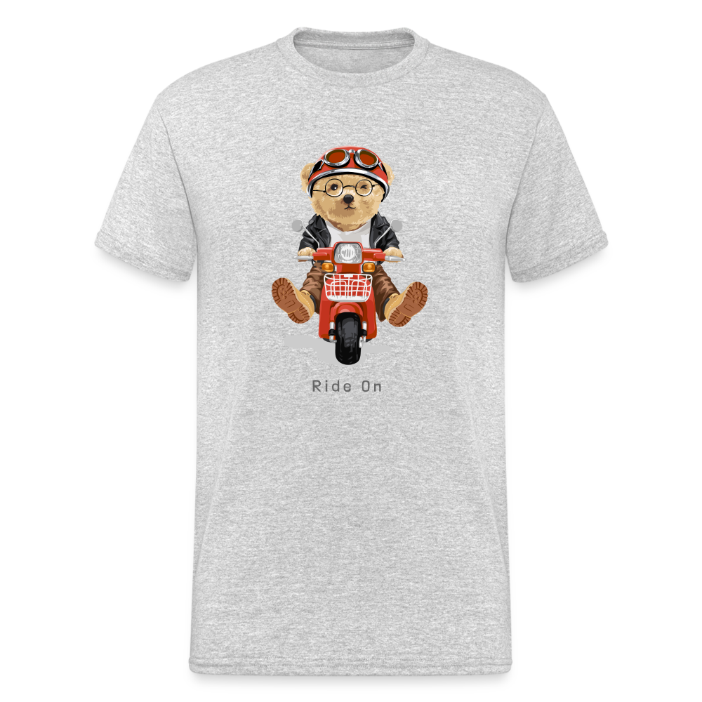 Teddybär Bear Ride on Streetwear Spruch T-Shirt Herren - Grau meliert