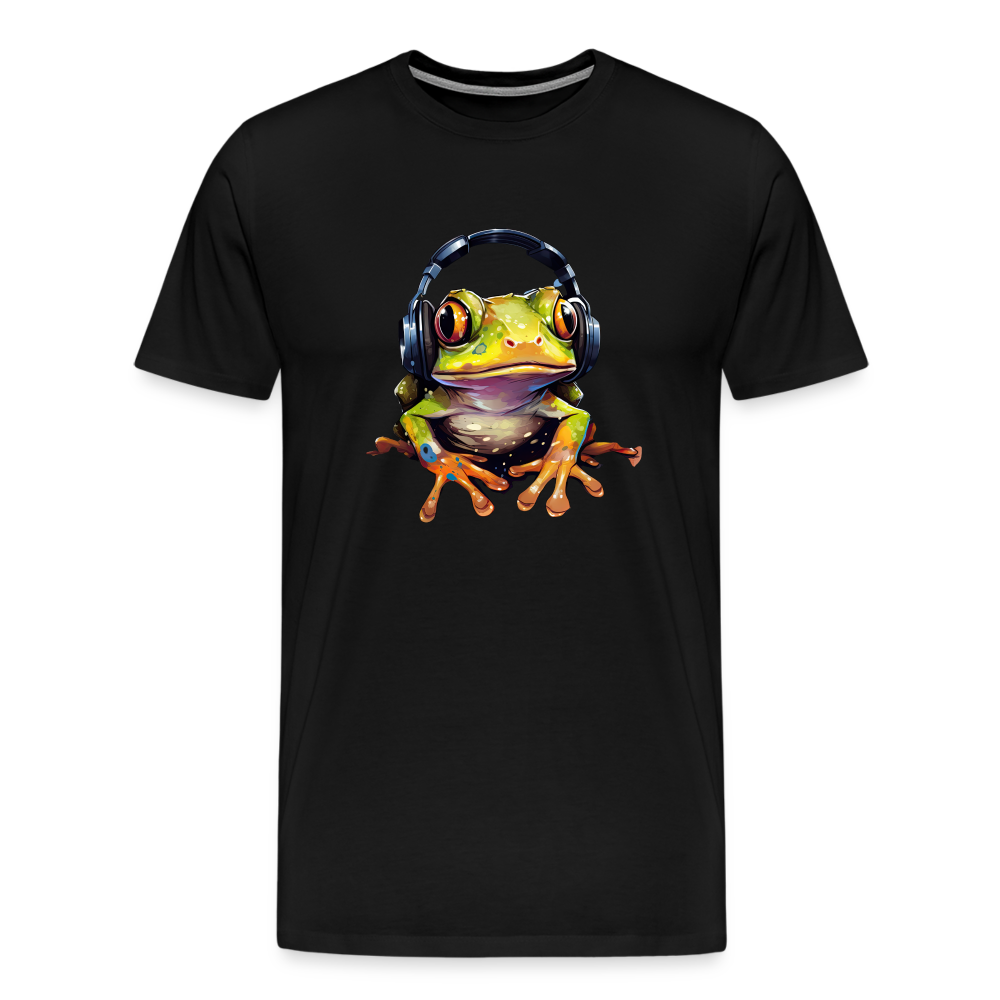 Frosch Kopfhörer Safari Zoo Männer Premium T-Shirt - Schwarz