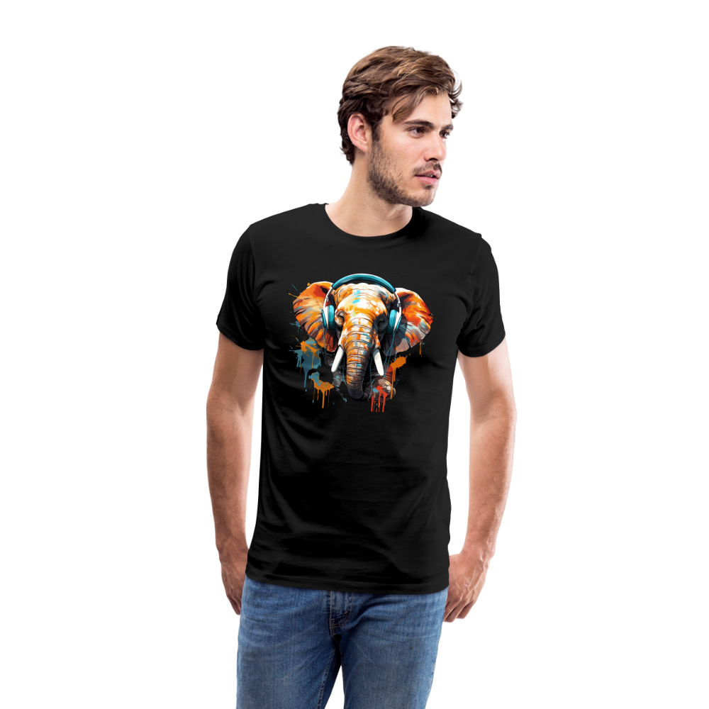 Elefant Kopfhörer Safari Zoo Männer Premium T-Shirt - Schwarz