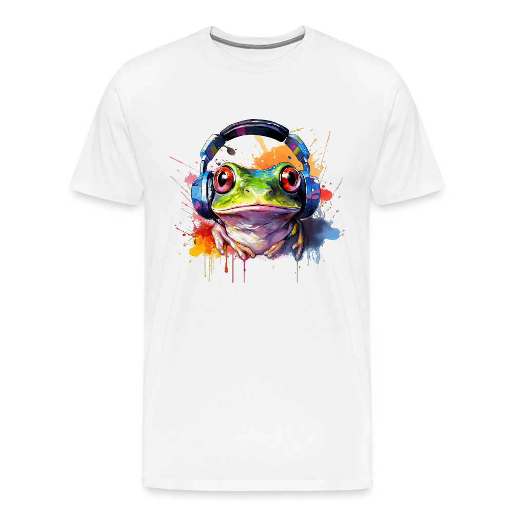 Frosch Kopfhörer Safari Zoo Männer Premium T-Shirt - Weiß