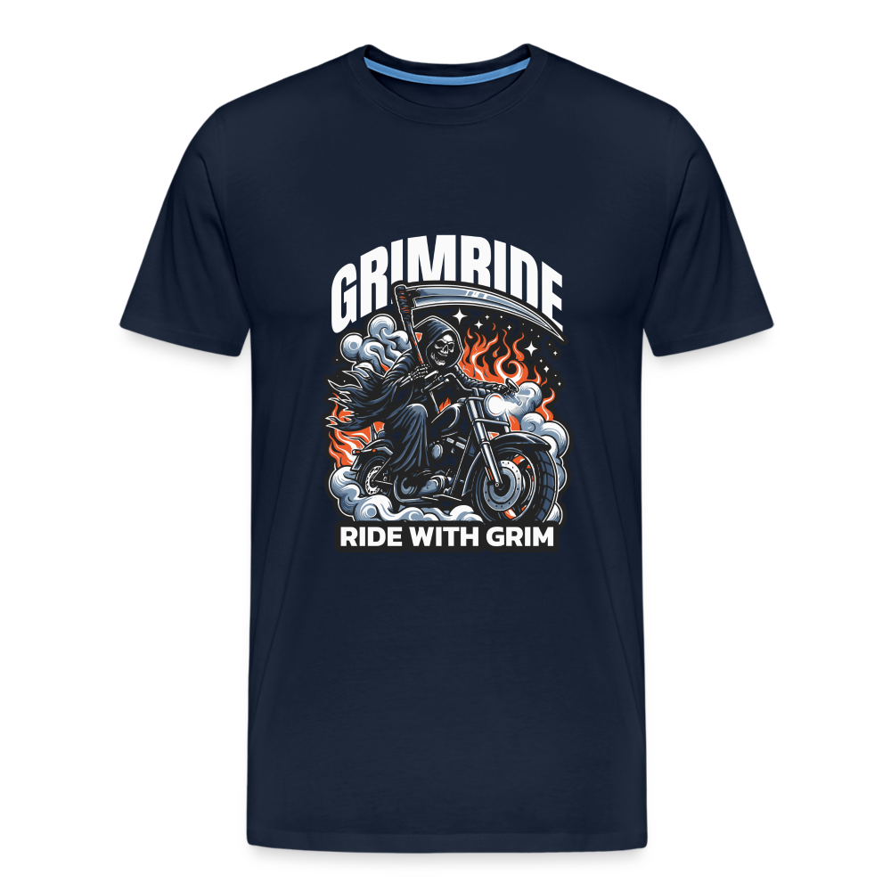 Grimride Ride With Grim Premium T-Shirt Herren - Navy
