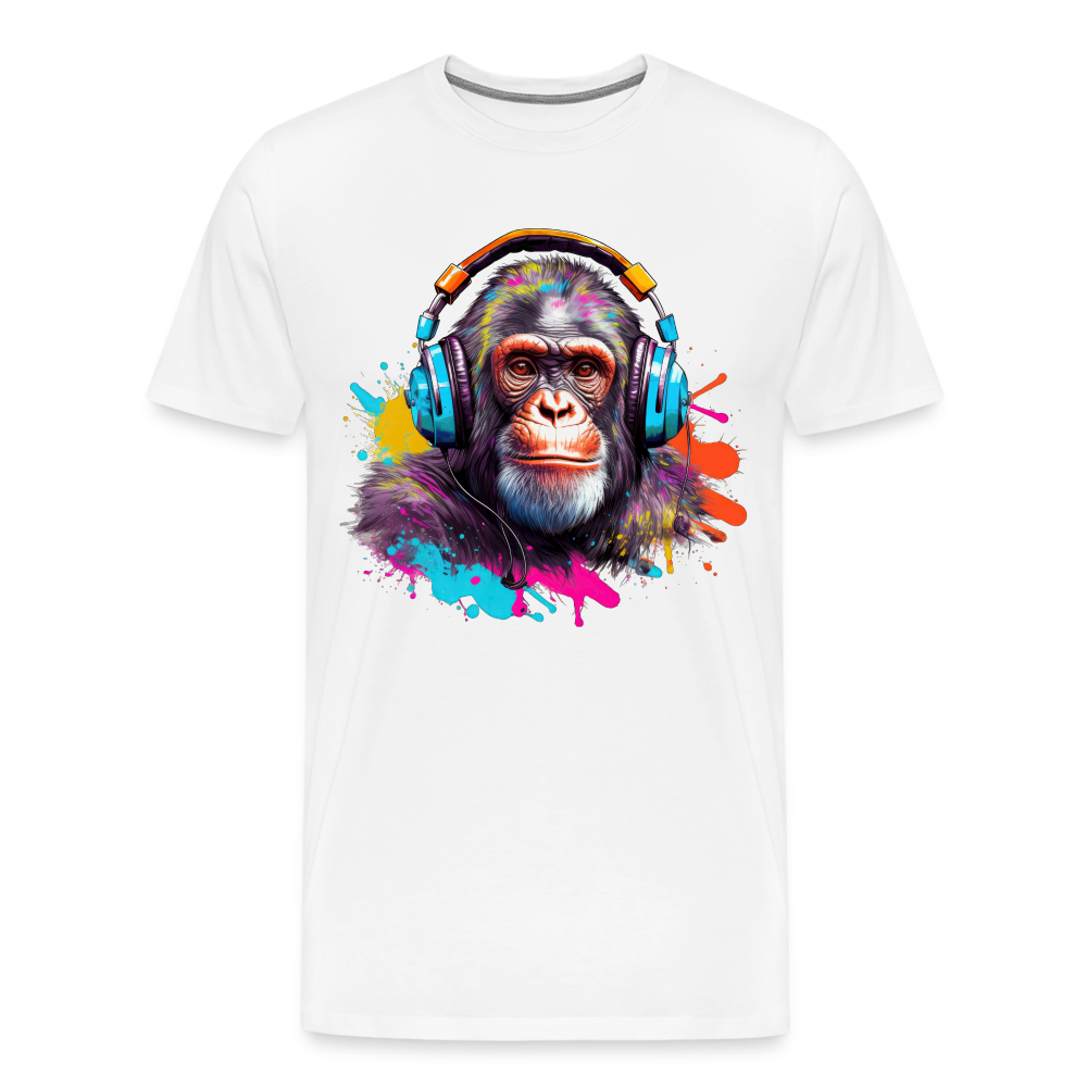 DJ Monkey Affe T-Shirt Männer Premium T-Shirt - Weiß