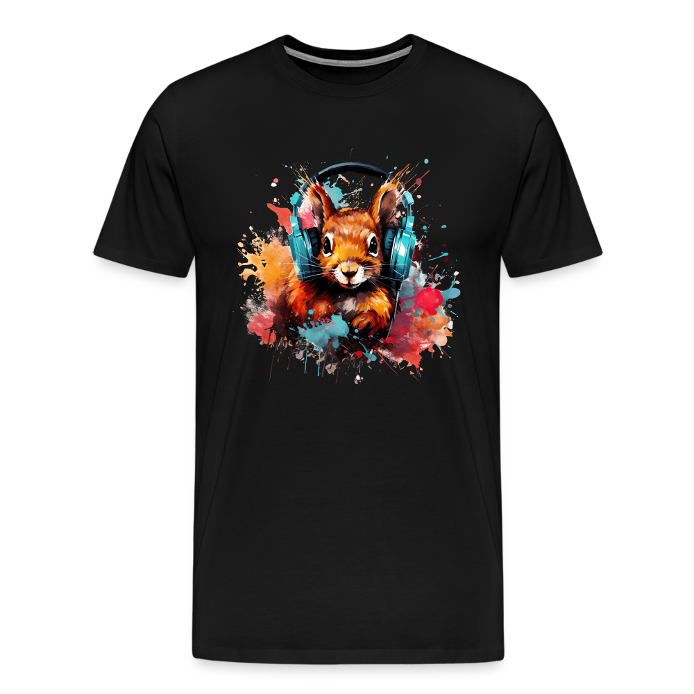 Eichhörnchen Kopfhörer Safari Zoo Männer Premium T-Shirt - Schwarz