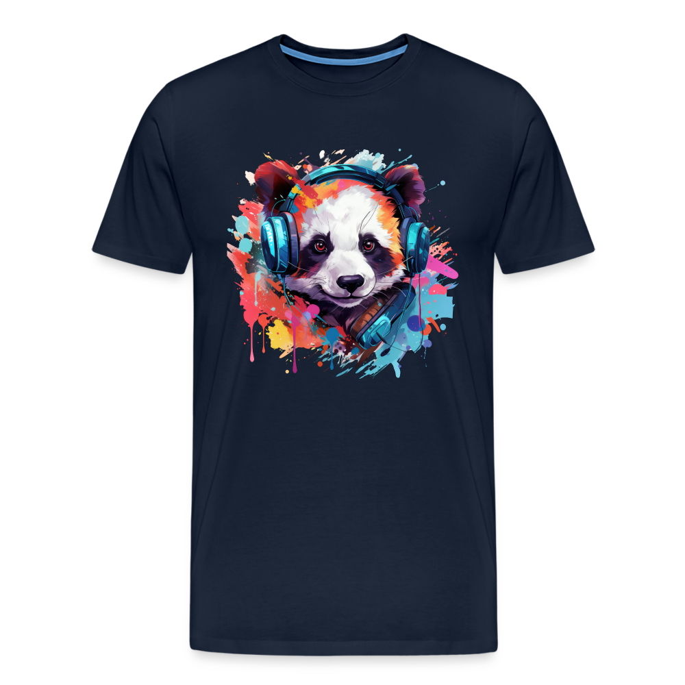 Panda Kopfhörer Safari Zoo Männer Premium T-Shirt - Navy