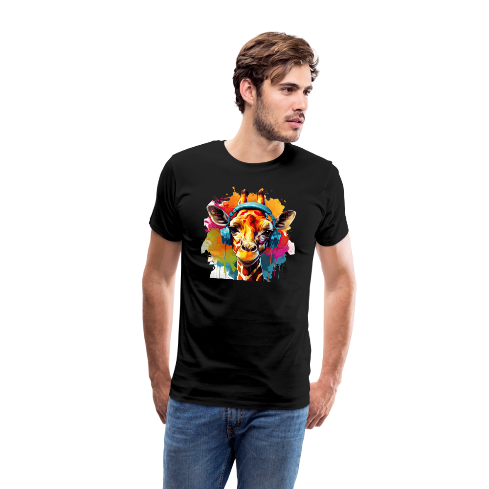 Giraffe Kopfhörern Safari Zoo Männer Premium T-Shirt - Schwarz