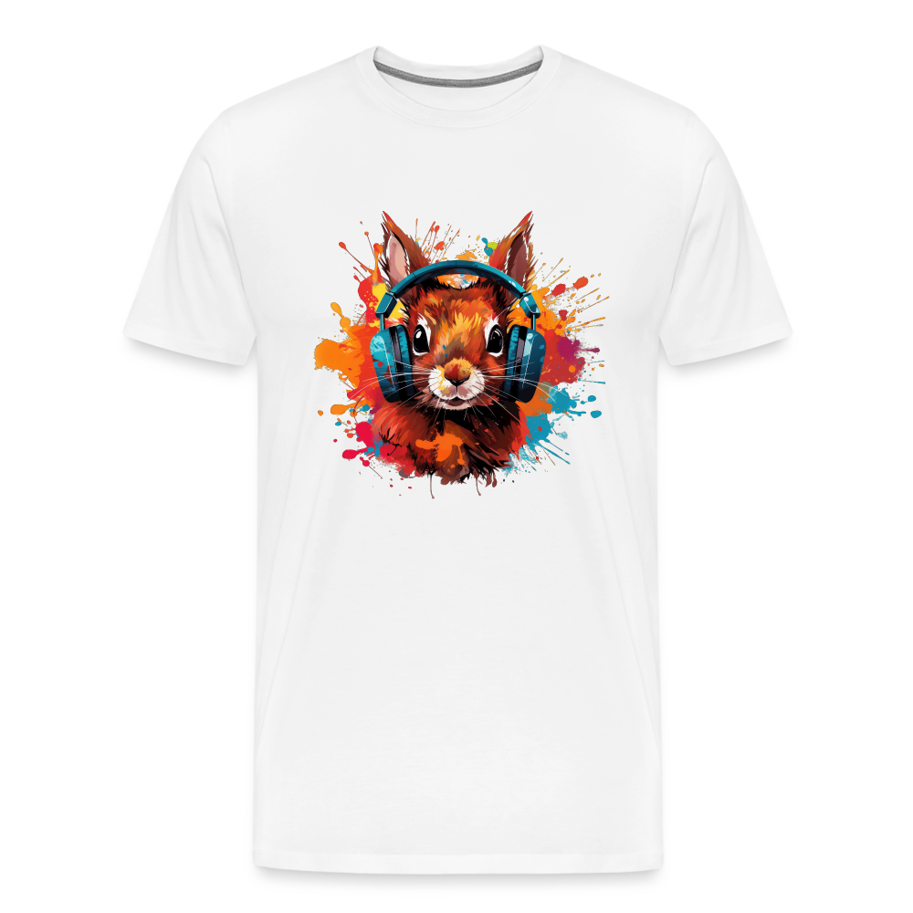 Eichhörnchen Kopfhörer Safari Zoo Männer Premium T-Shirt - Weiß