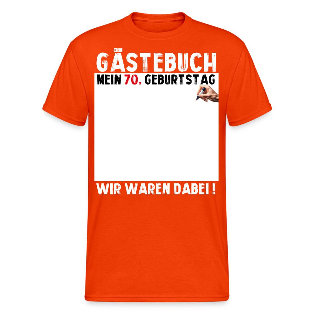 70. Geburtstag Gästebuch T-Shirt Lustig Geschenk T-Shirt - kräftig Orange