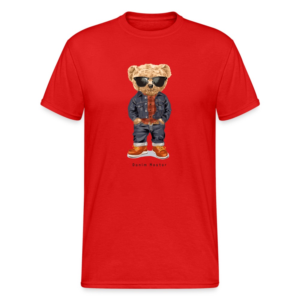 Teddybär Bear Denim Master Streetwear Spruch T-Shirt Herren - Rot