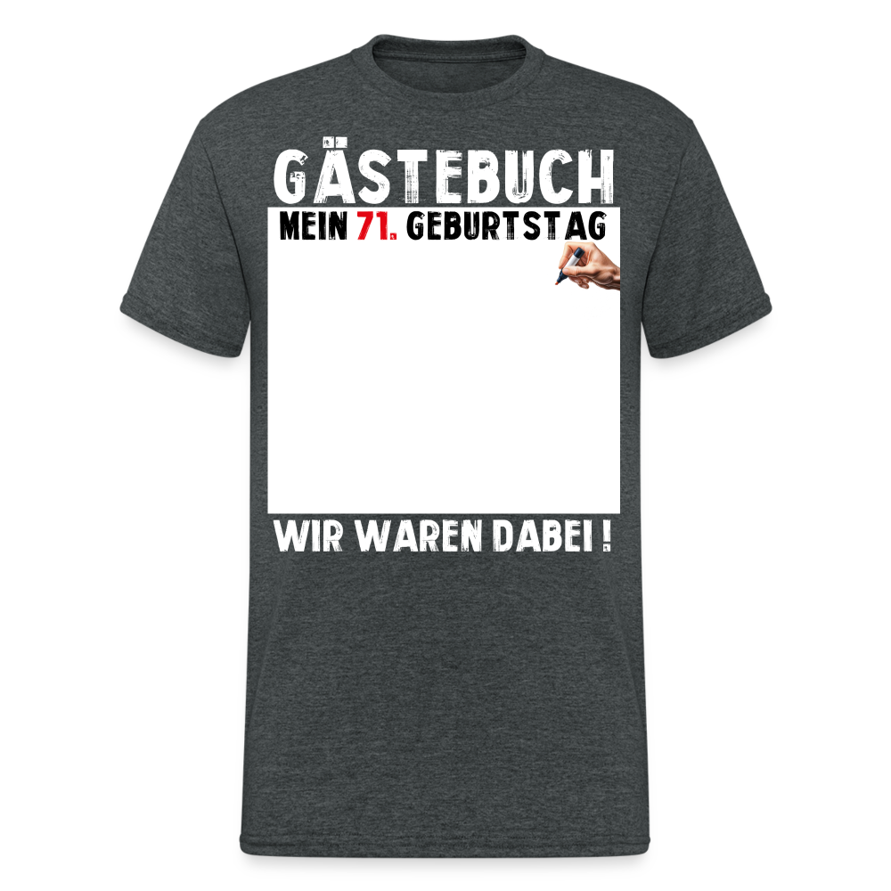 71. Geburtstag Gästebuch T-Shirt Lustig Geschenk T-Shirt - Dunkelgrau meliert