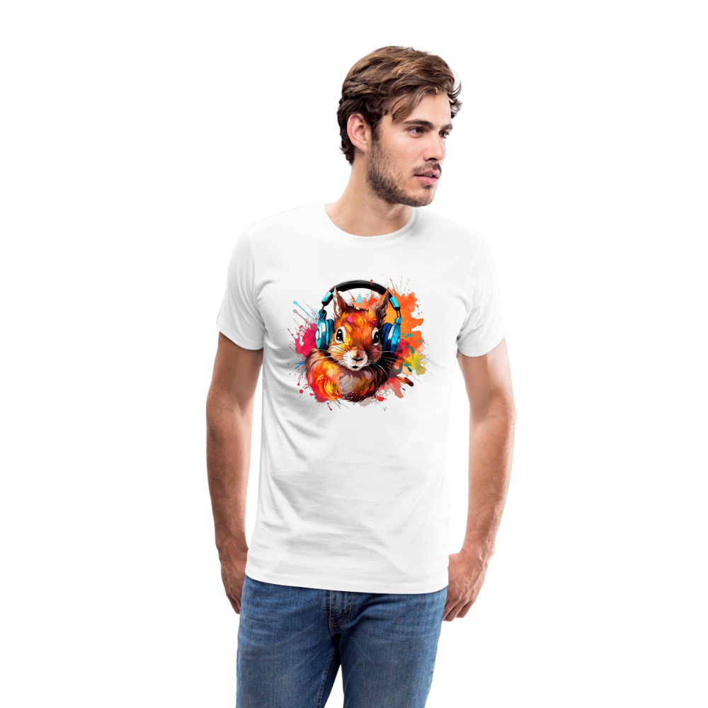 Eichhörnchen Kopfhörer Safari Zoo Männer Premium T-Shirt - Weiß