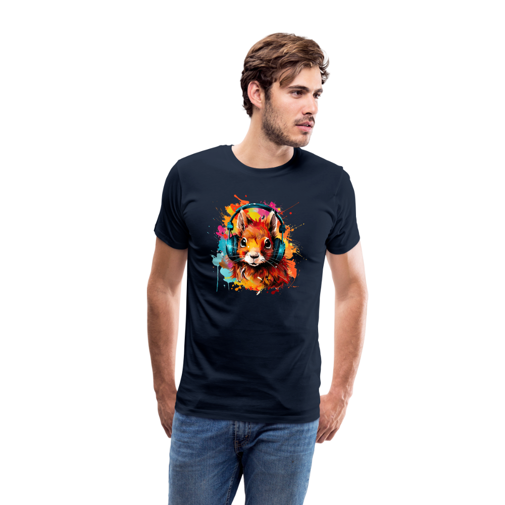 Eichhörnchen Kopfhörer Safari Zoo Männer Premium T-Shirt - Navy