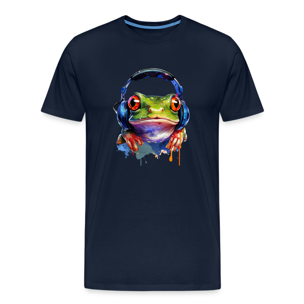 Frosch Kopfhörer Safari Zoo Männer Premium T-Shirt - Navy